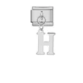 Charm modular italiano de acero inoxidable plateado con colgante de letra H pulido - Letra H (ICG570-H) / Plateado