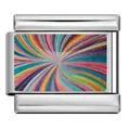 Colorful radial pattern stainless steel Italian modular charm link for DIY bracelet - Silver Colorful Swirl (ICP-YCAA0055-1)