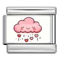 Stainless steel Italian charm link with pink smiling cloud and red hearts for DIY bracelet - Silver Smiling Cloud (ICP-YCAA0088-1)