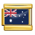 Maillon de breloque modulaire italien de qualité plaqué or avec motif drapeau australien - Drapeau de l'Australie / Or