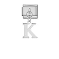 Charm modular italiano de acero plateado con colgante de letra inicial K personalizado. - Letra K (ICG570-K) / Plateado