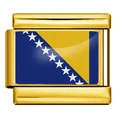 Maillon de bracelet italien en acier doré avec le drapeau de la Bosnie-Herzégovine - Drapeau de la Bosnie-Herzégovine / Or