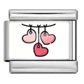 Italian modular bracelet charm link with pink heart illustration stainless steel - Silver Triple Heart (ICP-YCAA0089-1)