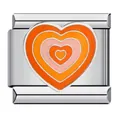 Detail van Italiaanse modulaire bedel met oranje concentrische harten - Vierlaags Concentrisch Oranje Roze Hart (ICJ753)