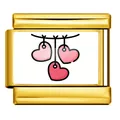 Gold stainless steel Italian modular charm with pink hanging heart pattern for DIY jewelry - Gold Triple Heart (ICP-YCAA0089-2)