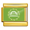 Goldenes Edelstahl Italienisches Charm mit grünem Sternzeichen Waage Design - Waage - Grün (Goldener Rahmen)