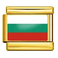 Charm modulaire italien avec drapeau de la Bulgarie en acier inoxydable doré pour bijoux - Drapeau de la Bulgarie / Or