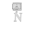 Abalorio modular italiano de acero inoxidable plateado con colgante de letra N brillante - Letra N (ICG570-N) / Plateado