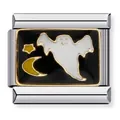 Ιταλικό γούρι DIY με φάντασμα Halloween για σπονδυλωτό βραχιόλι από τιτάνιο - Στυλ Φάντασμα Φεγγάρι Αστέρι (ICJ708)