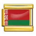 Maillon de charme modulaire italien doré avec le design du drapeau de la Biélorussie. - Drapeau biélorusse / Or