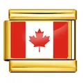 Maillon de bracelet modulaire italien en acier inoxydable doré avec motif drapeau du Canada - Drapeau du Canada / Or