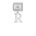 Eslabón de pulsera italiana con colgante de letra R plateada en acero inoxidable - Letra R (ICG570-R) / Plateado