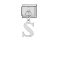 Eslabón para pulsera modular italiana de acero titanio plateado con dije de letra S - Letra S (ICG570-S) / Plateado