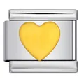 Eslabón de charm modular de corazón con incrustación de esmalte amarillo en acero - Corazón Amarillo (ICJ1485)