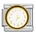 Retro watch face Italian charm link for modular bracelet, gold stainless steel - Clock Face Pattern (ICJ2694)