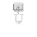 Abalorio modular de acero inoxidable plateado para pulsera con letra U colgante - Letra U (ICG570-U) / Plateado