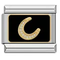 Gold moon design Italian modular charm made of durable stainless steel for DIY bracelets - Black Gold Crescent Moon Style (ICJ695)