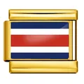 Maillon de charme italien doré avec drapeau du Costa Rica pour bracelets en acier inoxydable - Drapeau du Costa Rica / Or
