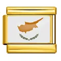 Maillon italien doré avec drapeau de Chypre pour bracelets modulables - Drapeau de Chypre / Or