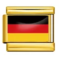 Maillon de bracelet à breloques italien en acier inoxydable doré avec drapeau allemand - Drapeau de l'Allemagne / Or