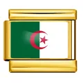 Charm modulaire italien doré avec le design du drapeau national de l'Algérie - Drapeau de l'Algérie / Or