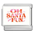 Edelstahl italienisches Modul-Armband-Element mit OH SANTA FUN Weihnachtsdesign - Oh Weihnachtsmann Spaß (ICP-JCAA0010) / Silber