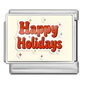 Retro Happy Holidays Italienischer Modularer Charm aus Edelstahl für DIY Armband - Schöne Feiertage V2 (ICP-JCAA0011) / Silber