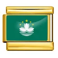 Gold-plated stainless steel Italian modular bracelet charm with Macau flag design - Macau Flag (ICY0001-MACAO) / 5 Pieces/Pack / Gold