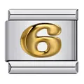 Gold-plated Arabic number 6 charm for modular stainless steel Italian DIY bracelet - Arabic Numeral 6 / Silver Base Gold Numeral