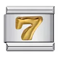 Gold-plated number 7 charm link for stainless steel DIY Italian modular bracelets - Arabic Numeral 7 / Silver Base Gold Numeral
