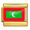 Maldives national flag epoxy charm link for Italian modular bracelets, gold finish - Maldives Flag / 5 Pieces/Pack / Gold