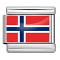 Stainless steel modular Italian charm featuring Norway flag for DIY charm bracelets - Norway Flag / 5 Pieces/Pack / Silver
