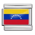 Stainless steel Italian modular bracelet charm link featuring the Venezuelan flag - Venezuela Flag (ICY000-VEN) / 5 Pieces/Pack / Silver