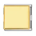 Accesorio de eslabón de amuleto italiano cuadrado con acabado dorado y base de acero DIY. - Rectángulo Dorado Hueco (ICJ1797-3) / Dorado Bicolor