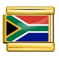 Premium South Africa flag charm in gold stainless steel for Italian modular bracelets - South Africa Flag (ICY0001-ZAF) / 5 Pieces/Pack / Gold