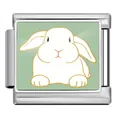 Eslabón para pulsera italiana con conejo de Pascua en acero inoxidable para joyería DIY - Estilo Conejo con Bordes Dorados (ICP-JCAA0179-1)