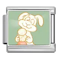 Eslabón de pulsera italiana de acero inoxidable con un lindo conejo de Pascua de dibujo - Estilo Conejo con Galletas (ICP-JCAA0181-1)