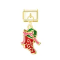 Dettaglio del charm calza di Natale in smalto con fiocco rosa per bracciali modulari italiani - Calze di Natale / Oro