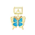 Dettaglio charm farfalla dorata con smalto blu glitterato per bracciale modulare - Farfalla Blu (Chiusura Dorata)
