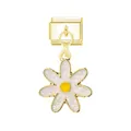 Elegant white glitter flower daisy charm for modular Italian link bracelet DIY jewelry - Daisy Gold Buckle