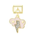 Dettaglio di un charm italiano dorato con motivo a nuvola rosa e fulmine - Stile Nuvola di Fulmini (Fibbia Dorata Nuvola di Fulmini) / Oro