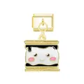 Gedetailleerde weergave van een cartoon s'more bedeltje met glitter emaille op gouden basis - Sandwich Koekje / Goud