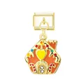 Detailliertes Lebkuchenhaus-Charm für italienische Armbänder mit buntem Emaille-Herz - Weihnachtshaus / Gold