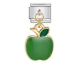 Module de breloque italienne en acier inoxydable avec pendentif pomme verte DIY - Style Pomme Verte Modulaire Italienne (ICG377-2)