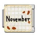 Premium stainless steel Italian modular charm featuring a gold-plated November design. - November (MK-666)