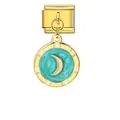 Charme italien doré avec pendentif croissant de lune en émail turquoise pour DIY - Lune Bleue (G572-3-2)