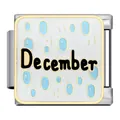 Stainless steel Italian modular charm link with December inscription and blue dots - December (MK-667)