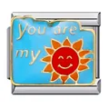Close-up of Italian modular charm link with smiling sun design and text You are my - Smiling Sun (ICJ642)