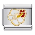 Close-up of a stainless steel Italian modular charm with a white enamel hibiscus flower. - White Hibiscus (ICJ623)