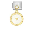 Maillon de bracelet modulaire italien avec pendentif rond en émail blanc et cœur - Cœur Blanc (G571-1-3)